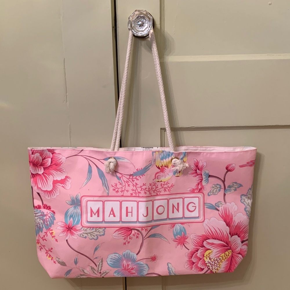 Pink Chinoiserie Mahjong Tote Bag